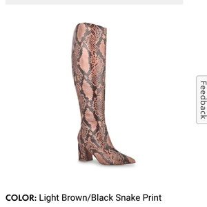 Marc Fisher Knee High Block Heel Snake Skin Boots